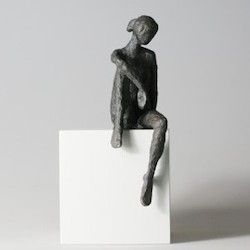 An der Wasserkante V., Bronze/Holz, 2013, H: 22 cm