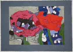 Mohn rot hell/dunkel, Linolschnitt, 2008, 21 × 30 cm