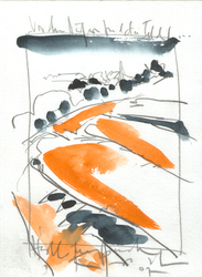 Vor den Dörfern..., Aquarell, 2007, 20 &times; 15 cm