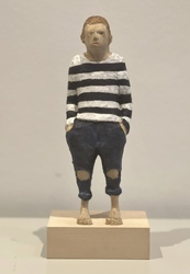 Wandarbeit (gestreifter Pullover), Lindenholz, 2021, H: 26 cm