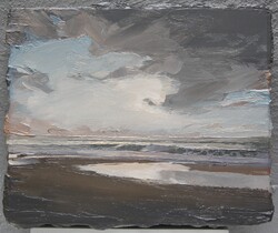 Abendstimmung Wenningstedt, Öl auf Holz, 2013, 25 &times; 30 cm
