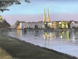 Dom mit Krähenteich, Öl auf Leinwand, 2020, 30 &times; 40 cm