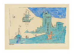The Watch Tower, Aquarell und Tusche auf Papier, 1947, 20 &times; 28,3 cm