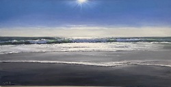 Gegenlicht am Weststrand, Öl auf Leinwand, 2020, 50 &times; 100 cm