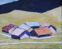 Gehöfte in Schönenbach, Öl auf Leinwand, 2017, 24 &times; 30 cm