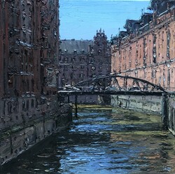 Hamburger Speicherstadt, Öl auf Leinwand, 2020, 50 &times; 50 cm