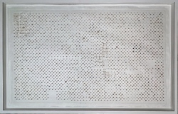 Stettiner Haff, Schnecken, Nähgarn, Kleber auf Papier, 2021, 75 &times; 115 cm
