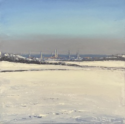 Lübeck im Schnee, Öl auf Leinwand, 2023, 20 &times; 20 cm