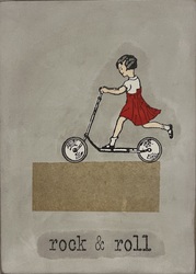 rock & roll, Acryl/Collagen auf MDF, 2023, 39 &times; 28 cm