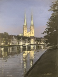 Dom mit Abendlichtern, Öl auf Leinwand, 40 &times; 30 cm