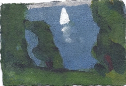 Langballig, Förde, Gouache, 2014, 10 &times; 15 cm
