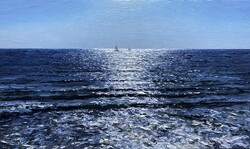 Lichtreflexe über dem Meer, Öl auf Leinwand, 2020, 50 &times; 100 cm