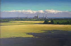Lübeck im Abendlicht, Öl auf Leinwand, 2020, 80 &times; 120 cm