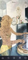 Reel#1 aus der Serie „Brave New INSTA World“, Öl und cut out auf Schichtholzplatte, 2024, 126 &times; 60 cm