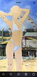Reel#3 aus der Serie „Brave New INSTA World“, Öl und cut out auf Schichtholzplatte, 2024, 125 &times; 60 cm