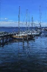 Segelboote auf Poel, Öl auf Leinwand, 2020, 60 &times; 40 cm