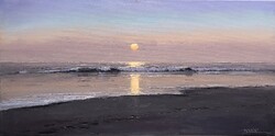 Sonnenuntergang/Sylt, Öl auf Leinwand, 2020, 40 &times; 80 cm