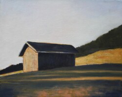Stadel im Abendlicht, Öl auf Leinwand, 2016, 40 &times; 50 cm