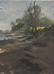 Strand bei Ohrfeldhaff, Öl auf Leinwand, 2014, 24 &times; 18 cm