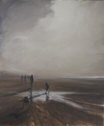 Strandspaziergang, diesig, Öl auf Leinwand, 2014, 60 &times; 50 cm