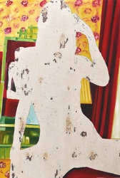 ohne Titel II./22, Öl und Flachstich auf Schichtholz, 2022, 125 &times; 83 cm