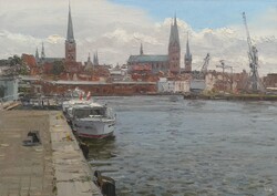 Am Konstinkai, Öl auf Leinwand, 50 &times; 70 cm