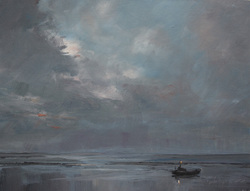 Arbeitsschute im Watt, Öl auf Leinwand, 2011, 30 &times; 39 cm