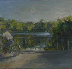 Auf der Mühlenbrücke, Öl auf Leinwand, 2010, 52 &times; 55 cm