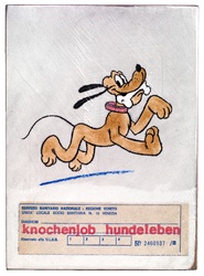 knochenjob hundeleben, Acryl/Collagen auf MDF, 2019, 22 &times; 16 cm