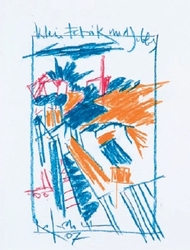 Kleine Fabrik, Farbkreidzeichnung auf Papier, 2007, 35 &times; 23 cm
