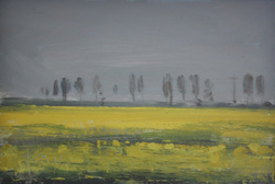 Rapsstudie III, Öl auf Hartfaser, 2012, 10 &times; 15 cm