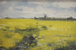 Rapsstudie IV, Öl auf Hartfaser, 2012, 10 &times; 15 cm
