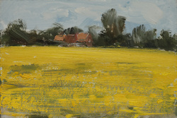 Rapsstudie I, Öl auf Hartfaser, 2012, 10 &times; 15 cm