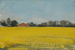Rapsstudie II, Öl auf Hartfaser, 2012, 10 &times; 15 cm
