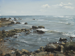 Steinküste/Gegenlicht II, Öl auf Hartfaser, 2012, 30 &times; 40 cm