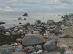 Steinstrand, Öl auf Hartfaser, 2012, 28 &times; 38 cm