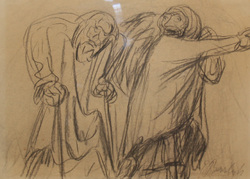 Wanderndes altes Paar, Kohlezeichnung, 1923, 31,7 &times; 44,5 cm