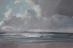 Windiger Tag an der Nordsee, Öl auf Leinwand, 2012, 20 &times; 30 cm